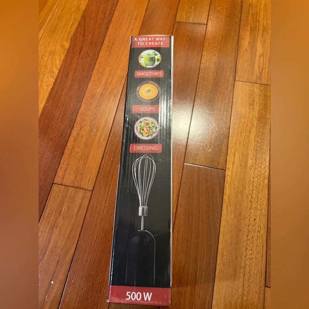 NIB Brookstone 500W Immersion Blender Stainless Steel Blades